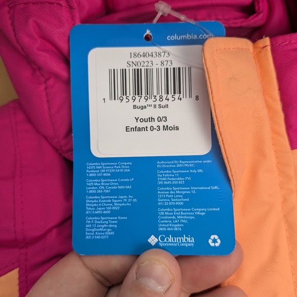 NWT COLUMBIA BABY BUGA SUIT Size 0-3 months peach and Pink color Super Nice ! - Picture 5 of 13